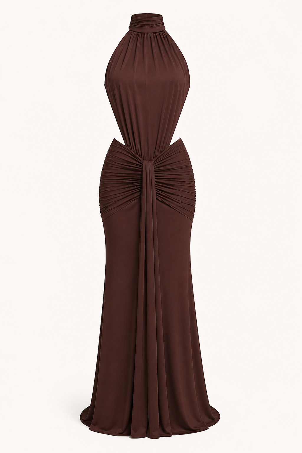Robe longue élégante femme col licou froncée événement spécial – Klara