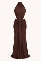 Robe longue élégante femme col licou froncée événement spécial – Klara