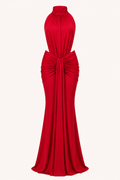 Robe longue élégante femme col licou froncée événement spécial – Klara
