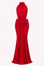 Robe longue élégante femme col licou froncée événement spécial – Klara