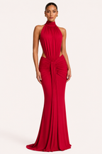Robe longue élégante femme col licou froncée événement spécial – Klara