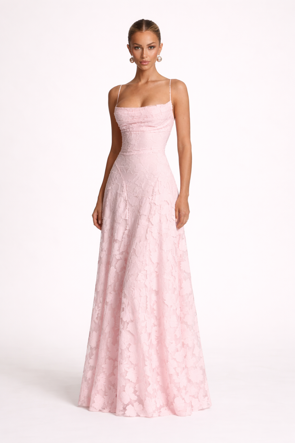 Robe longue sans bretelles encolure droite tissu texturé pour soirée - Lily