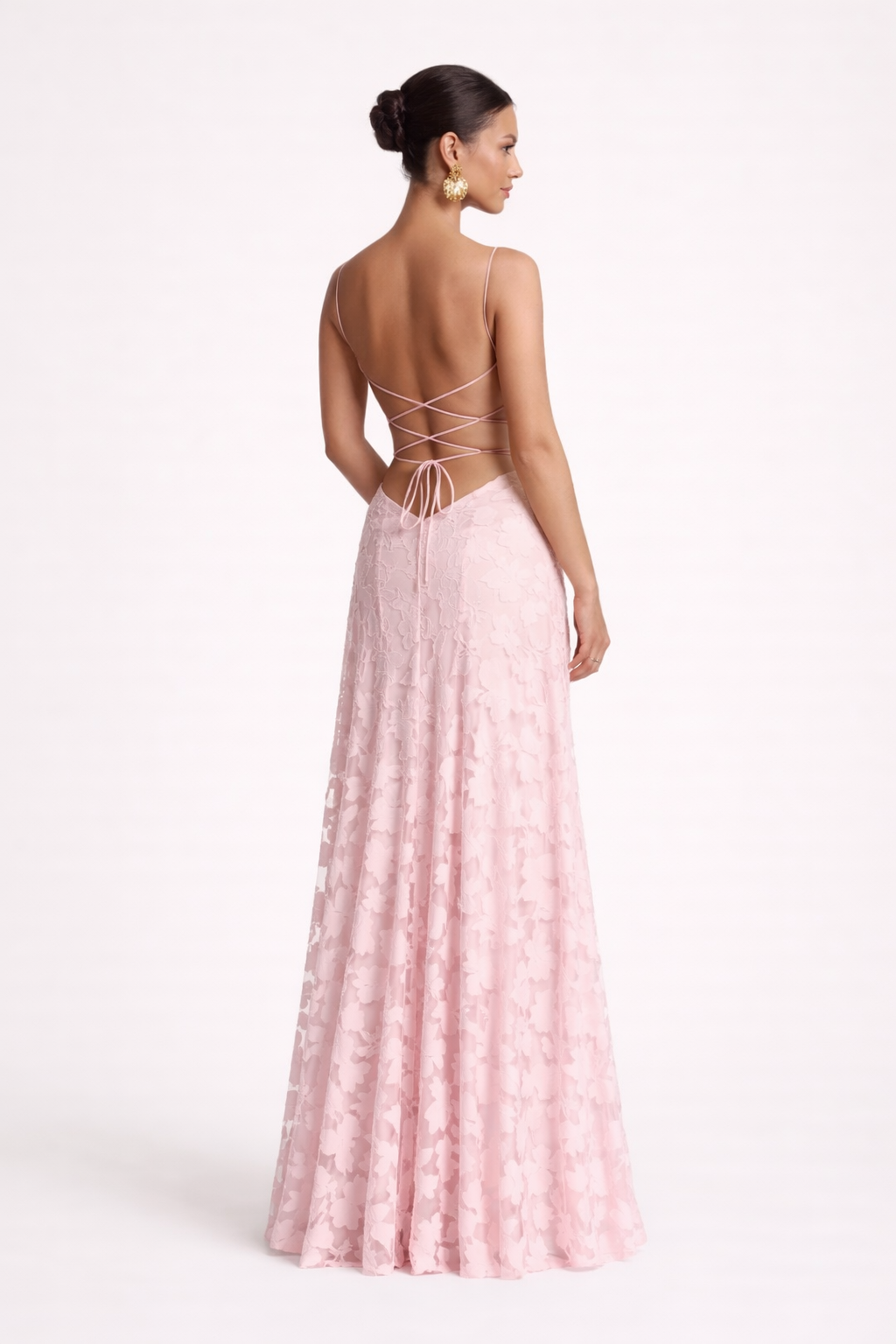 Robe longue sans bretelles encolure droite tissu texturé pour soirée - Lily