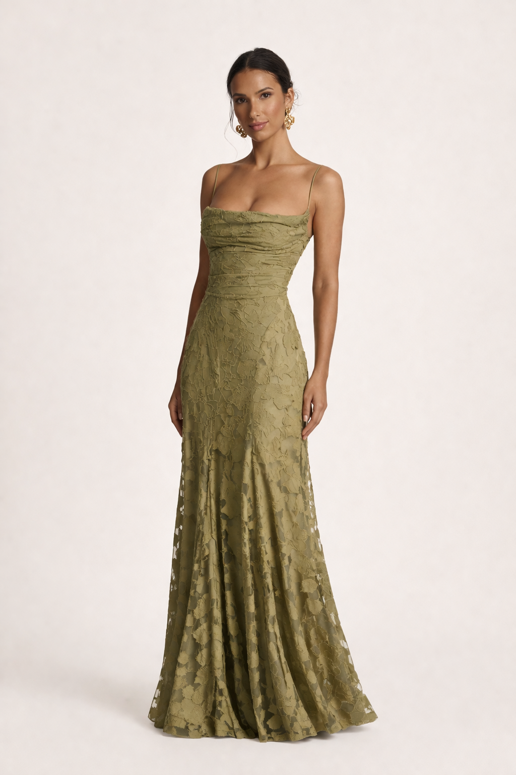 Robe longue sans bretelles encolure droite tissu texturé pour soirée - Lily