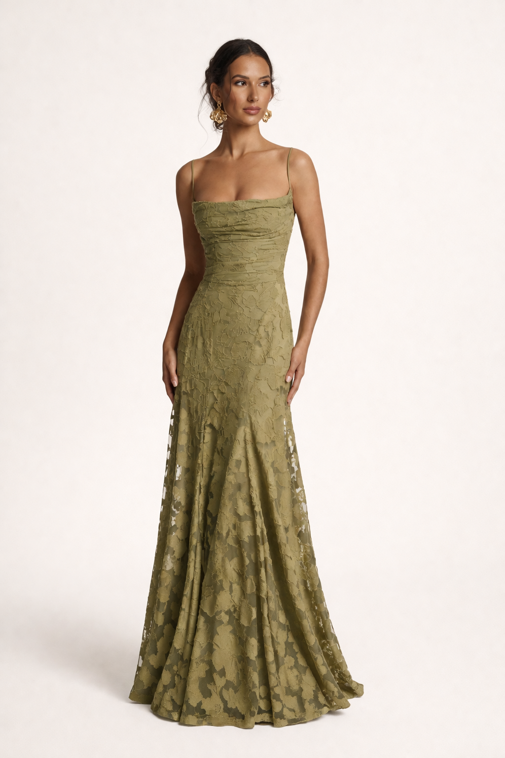 Robe longue sans bretelles encolure droite tissu texturé pour soirée - Lily