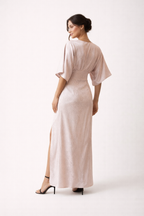 Robe longue été manches courtes fente latérale coupe ample - Fedra