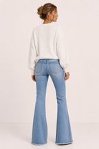 Jean évasé pour femme, taille haute, jambes évasées - Greta