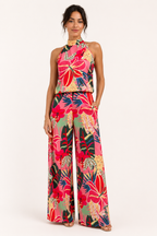Ensemble 2 pièces femme dos nu pantalon large imprimé floral – Syrie