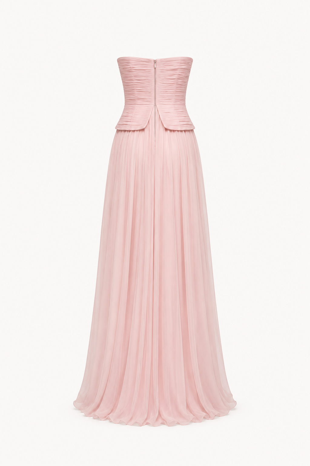 Robe longue plissée femme sans bretelles corsage cintré maxi – Enice