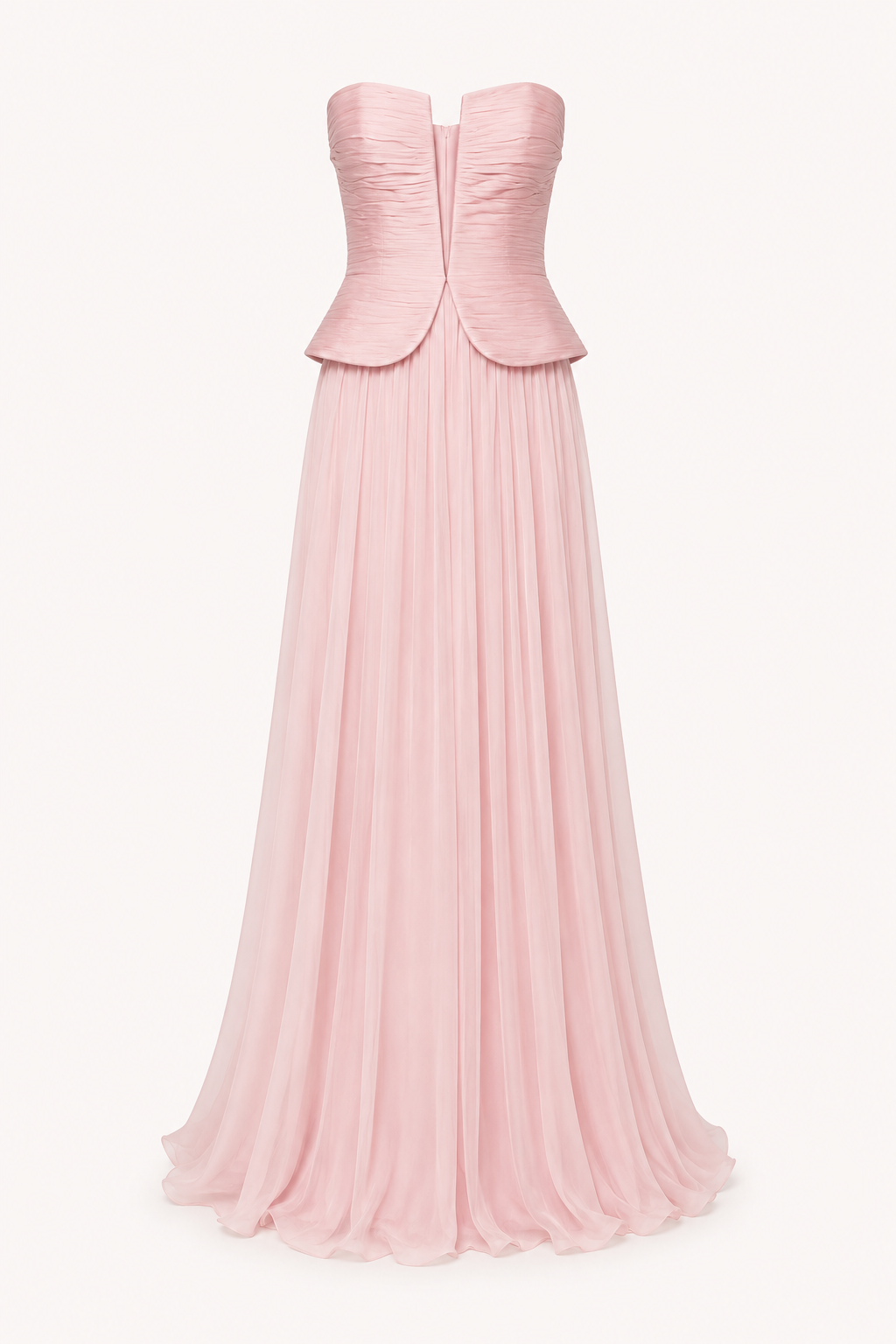 Robe longue plissée femme sans bretelles corsage cintré maxi – Enice