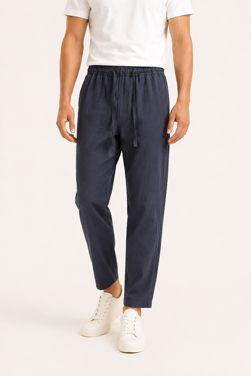 Pantalon lin homme décontracté ceinture élastique coupe droite été – Jannik