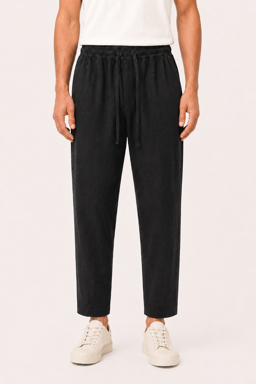 Pantalon lin homme décontracté ceinture élastique coupe droite été – Jannik