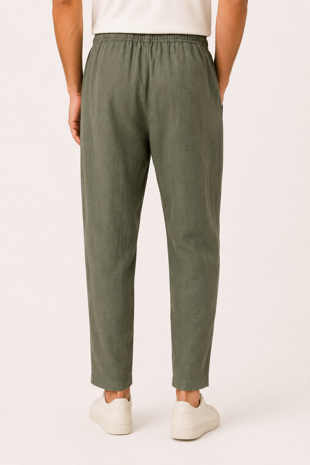 Pantalon lin homme décontracté ceinture élastique coupe droite été – Jannik