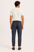 Pantalon lin homme taille élastique léger ourlet replié casual – Falk