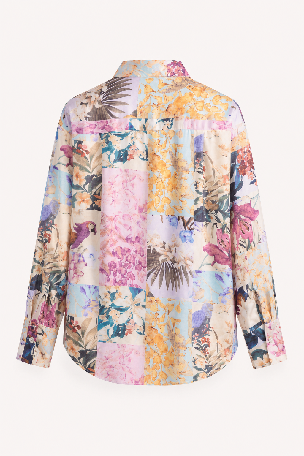 Chemisier imprimé femme manches longues col chemise floral blocs – Laura