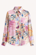 Chemisier imprimé femme manches longues col chemise floral blocs – Laura