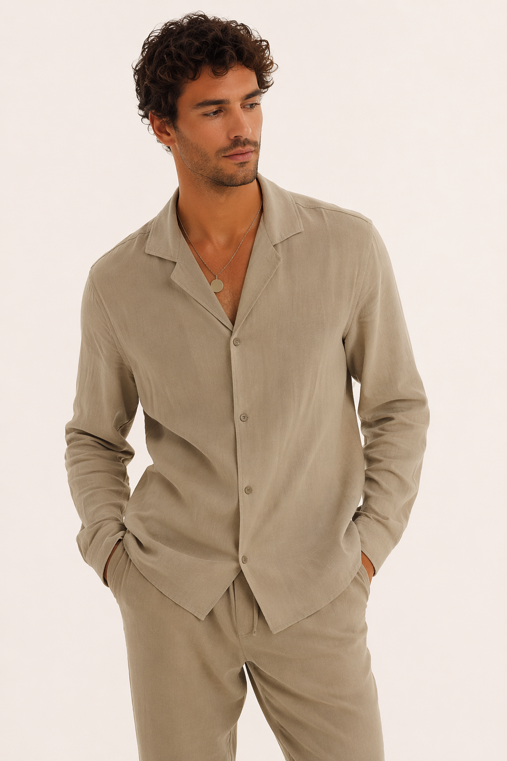 Ensemble deux pièces homme chemise pantalon droit été décontracté - Frank