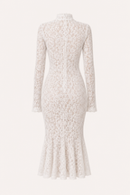 Robe midi élégante en dentelle pour femme, col montant - Samara