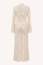 Robe longue en dentelle pour femme, décolleté croisé - Anneliese
