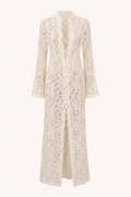 Robe longue en dentelle pour femme, décolleté croisé - Anneliese