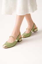 Chaussures femme talon bas bout fermé bride arrière confortables - Gisela