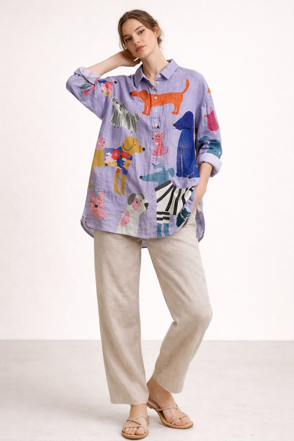 Chemisier femme manches longues imprimé animalier boutonné décontracté - Gerlinde
