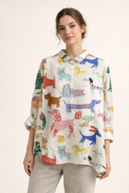 Chemisier femme manches longues imprimé animalier boutonné décontracté - Gerlinde