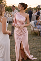 Robe longue une épaule drapée fluide mariage soirée gala - Hanna