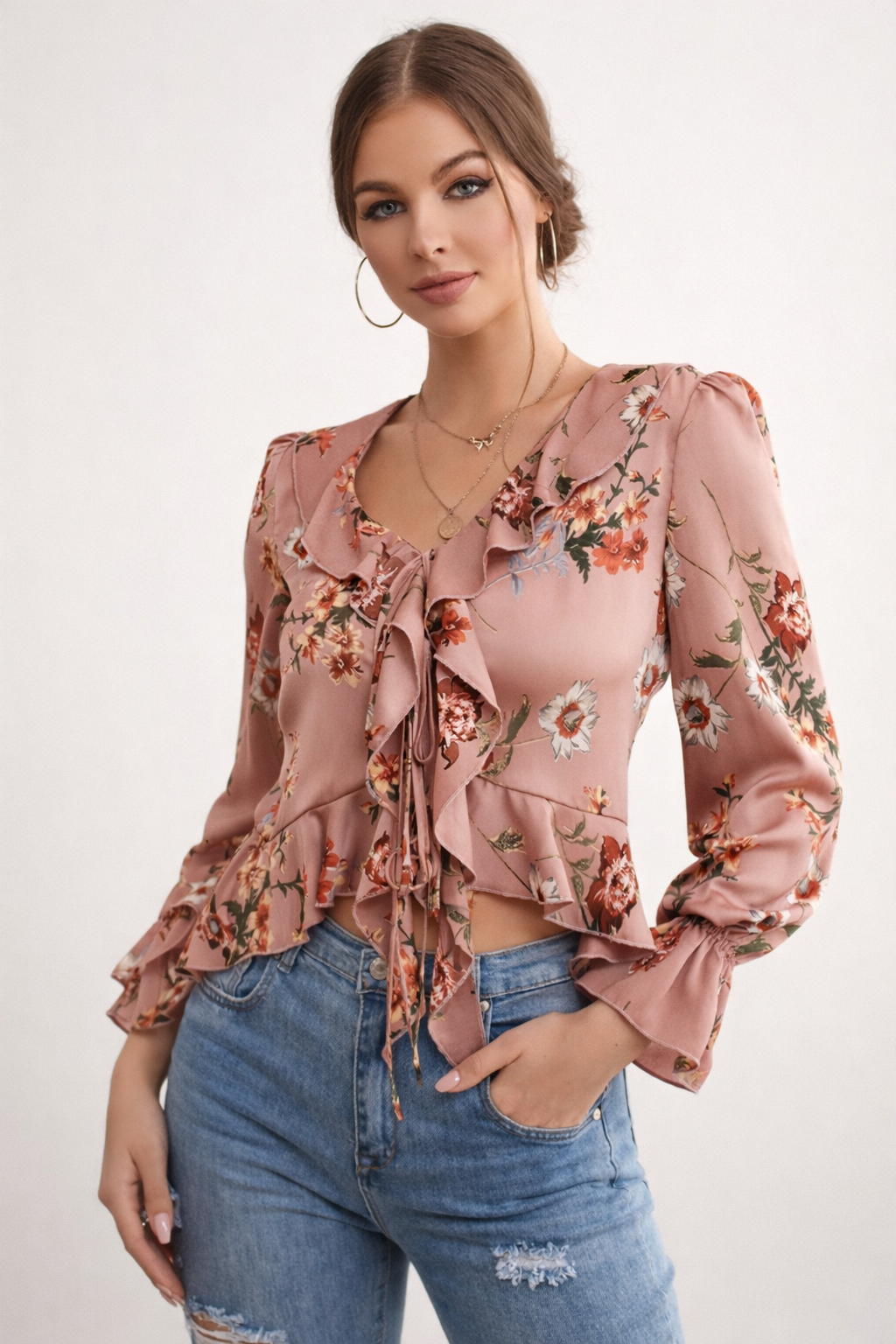 Blouse in tissu doux et léger con imprimé floral discret et coupe fluide et moderne - Lily