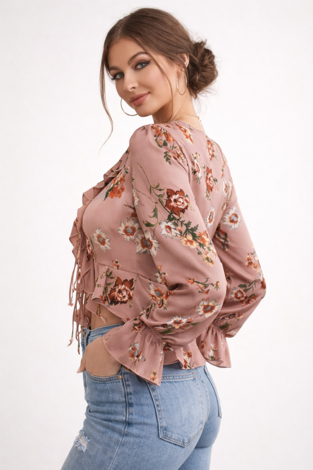 Blouse in tissu doux et léger con imprimé floral discret et coupe fluide et moderne - Lily
