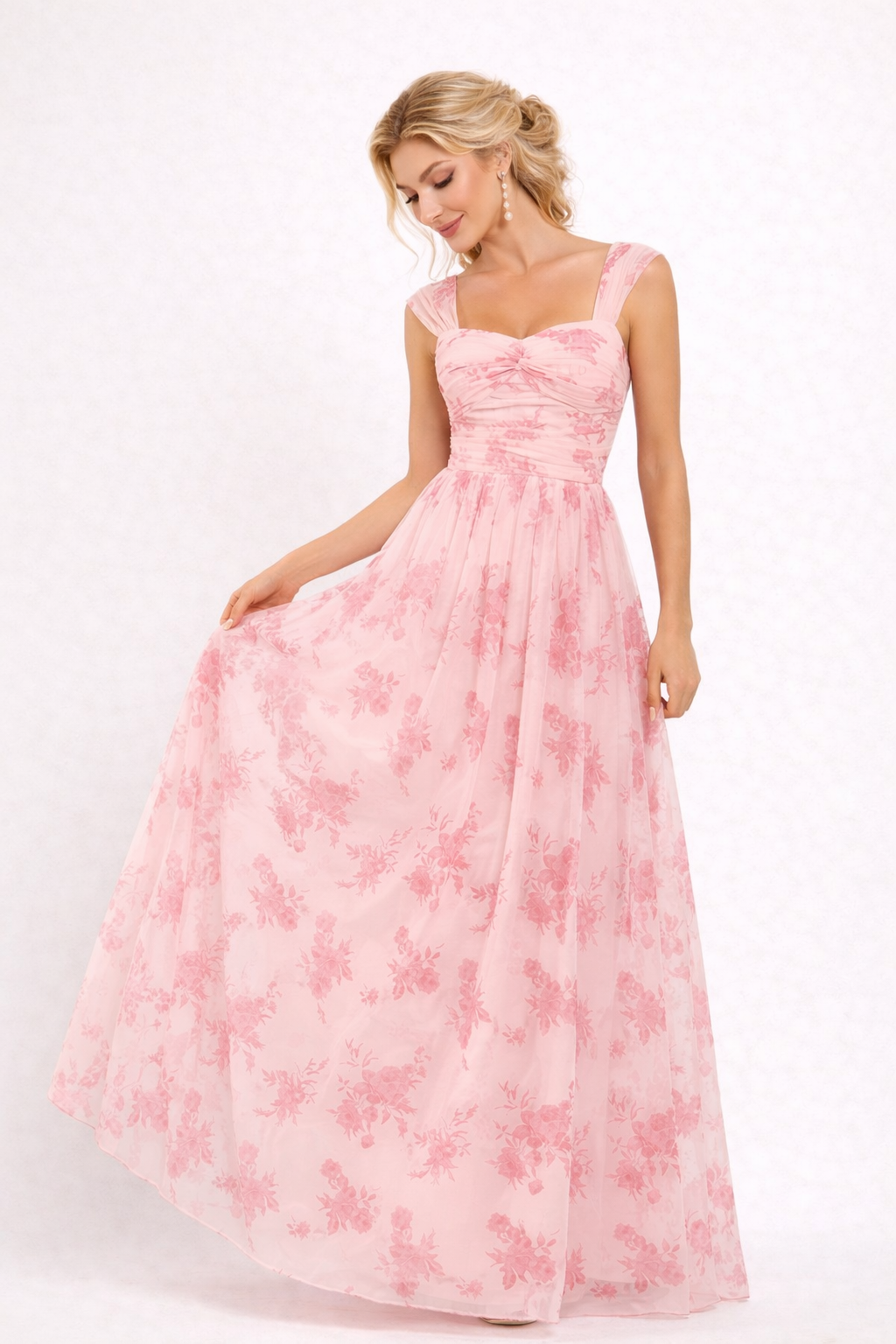 Robe longue en tissu léger avec imprimé floral - Katherine