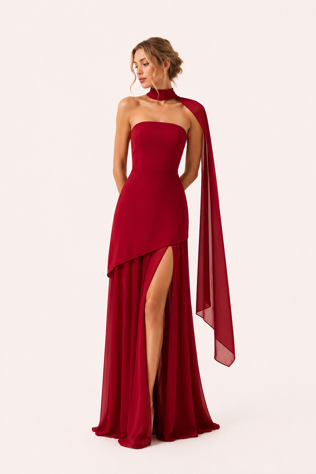 Robe de mariée élégante et longue avec fente haute - Sabine