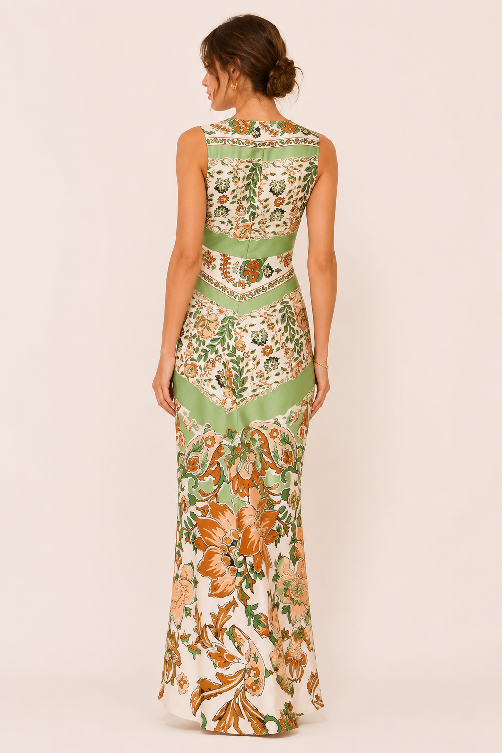 Robe imprimée pour femme, col en V, coupe ajustée - Ottilie