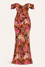 Robe longue imprimée pour femme, à épaules dénudées - Käthe