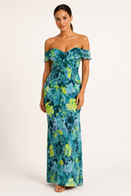 Robe longue imprimée pour femme, à épaules dénudées - Käthe