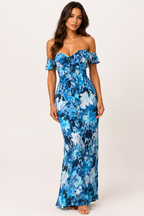Robe longue imprimée pour femme, à épaules dénudées - Käthe