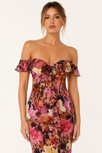 Robe longue imprimée pour femme, à épaules dénudées - Käthe