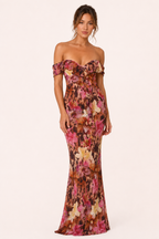 Robe longue imprimée pour femme, à épaules dénudées - Käthe