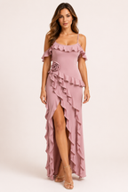 Robe élégante à volants pour invitée de mariage - Gisela