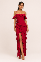 Robe élégante à volants pour invitée de mariage - Gisela