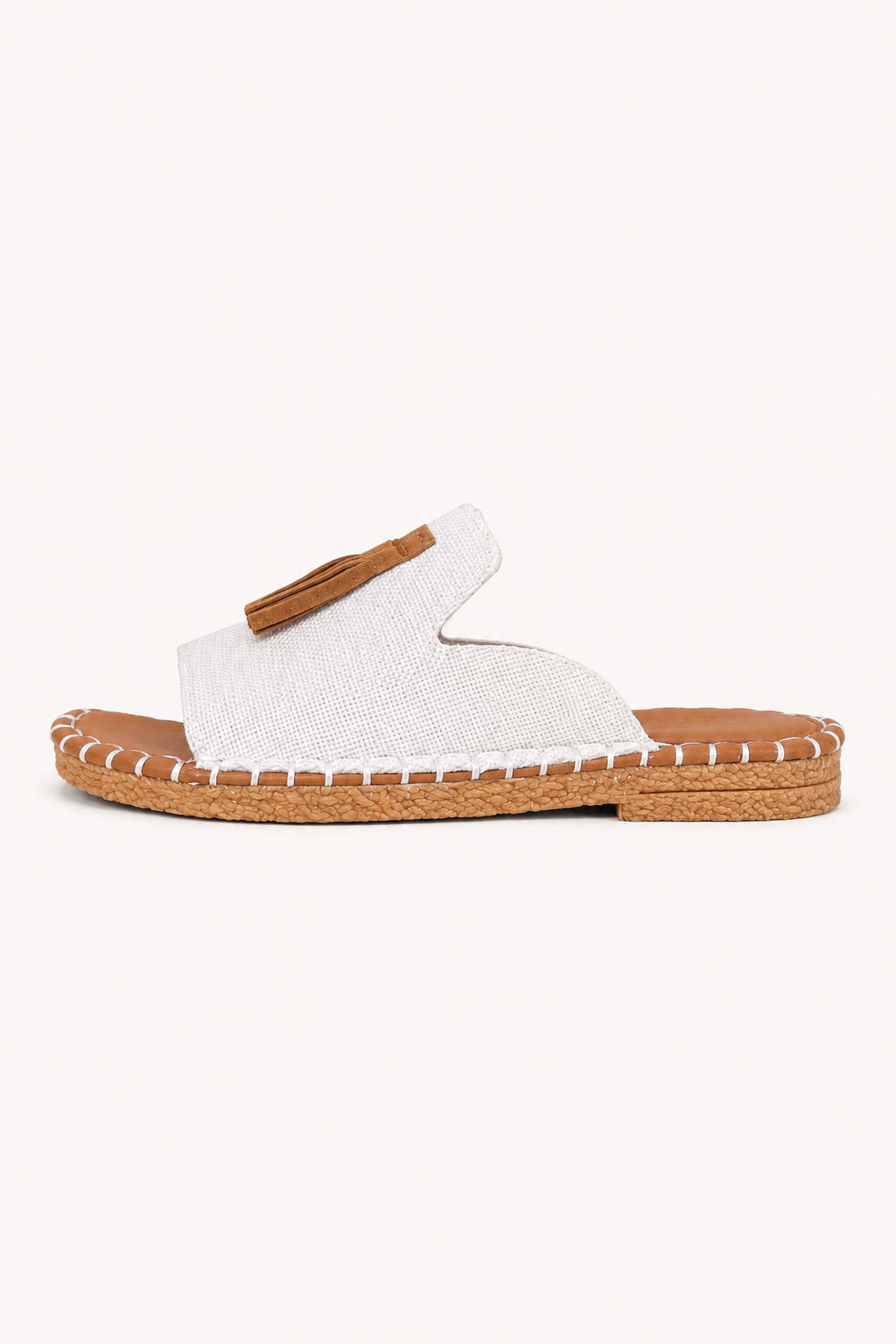 Sandales plates à imprimé pour femme avec pompons - Meike