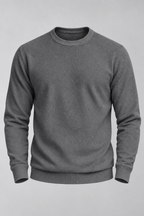 Pull homme col rond maille unie manches longues basique - Nikolai