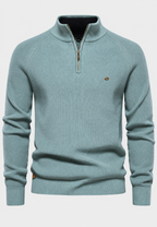 Pull homme demi-zip col montant manches raglan maille - Aurel