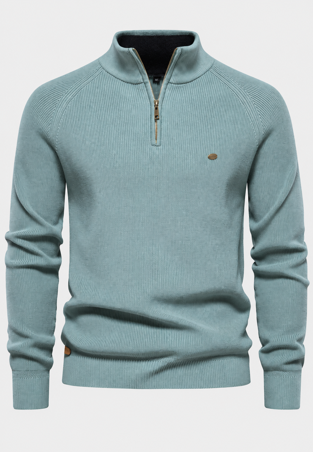 Pull homme demi-zip col montant manches raglan maille - Aurel