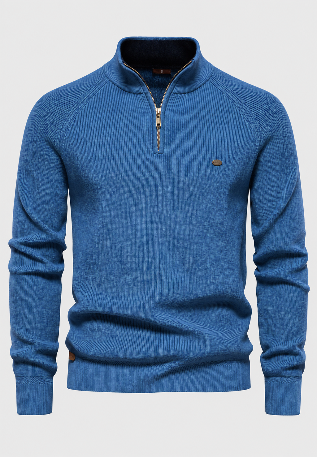 Pull homme demi-zip col montant manches raglan maille - Aurel