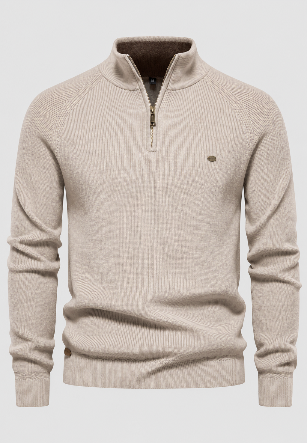 Pull homme demi-zip col montant manches raglan maille - Aurel
