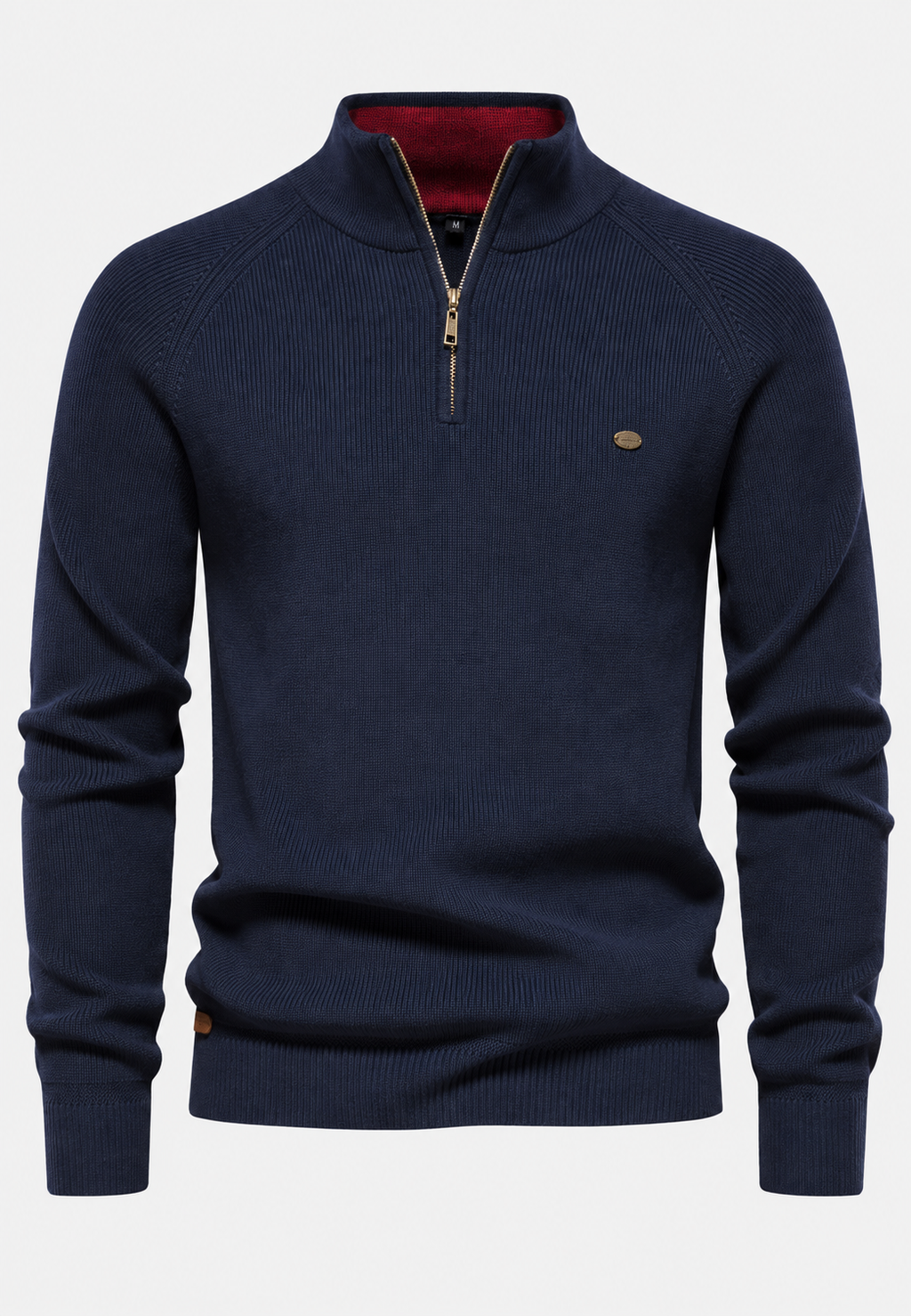 Pull homme demi-zip col montant manches raglan maille - Aurel