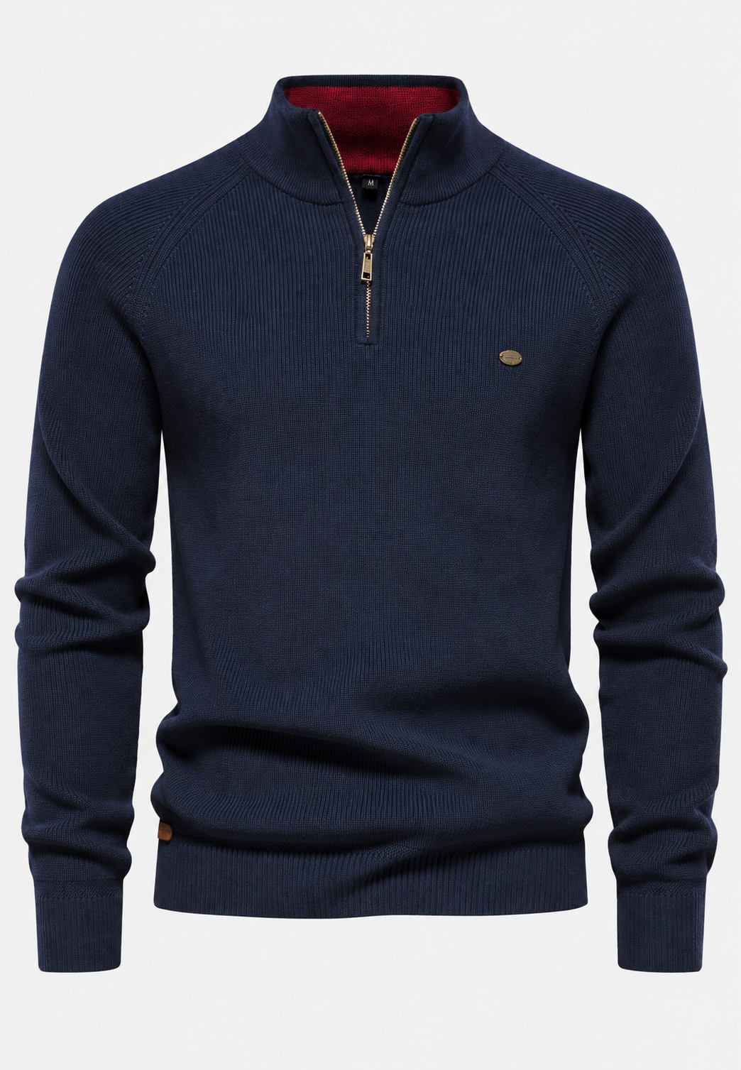 Pull homme demi-zip col montant manches raglan maille - Aurel