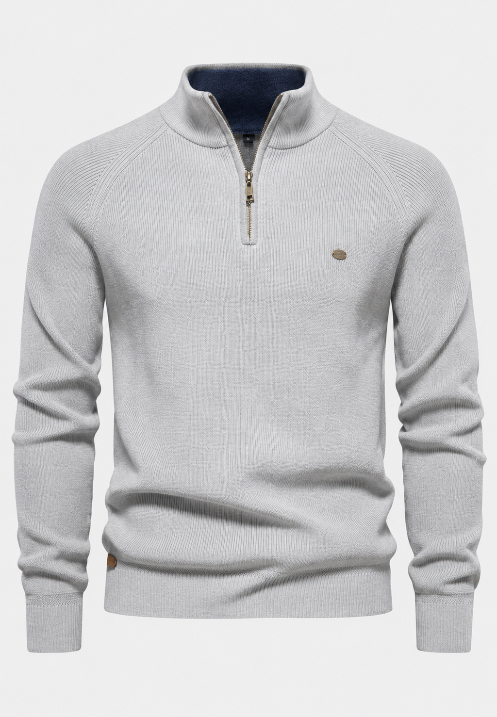 Pull homme demi-zip col montant manches raglan maille - Aurel