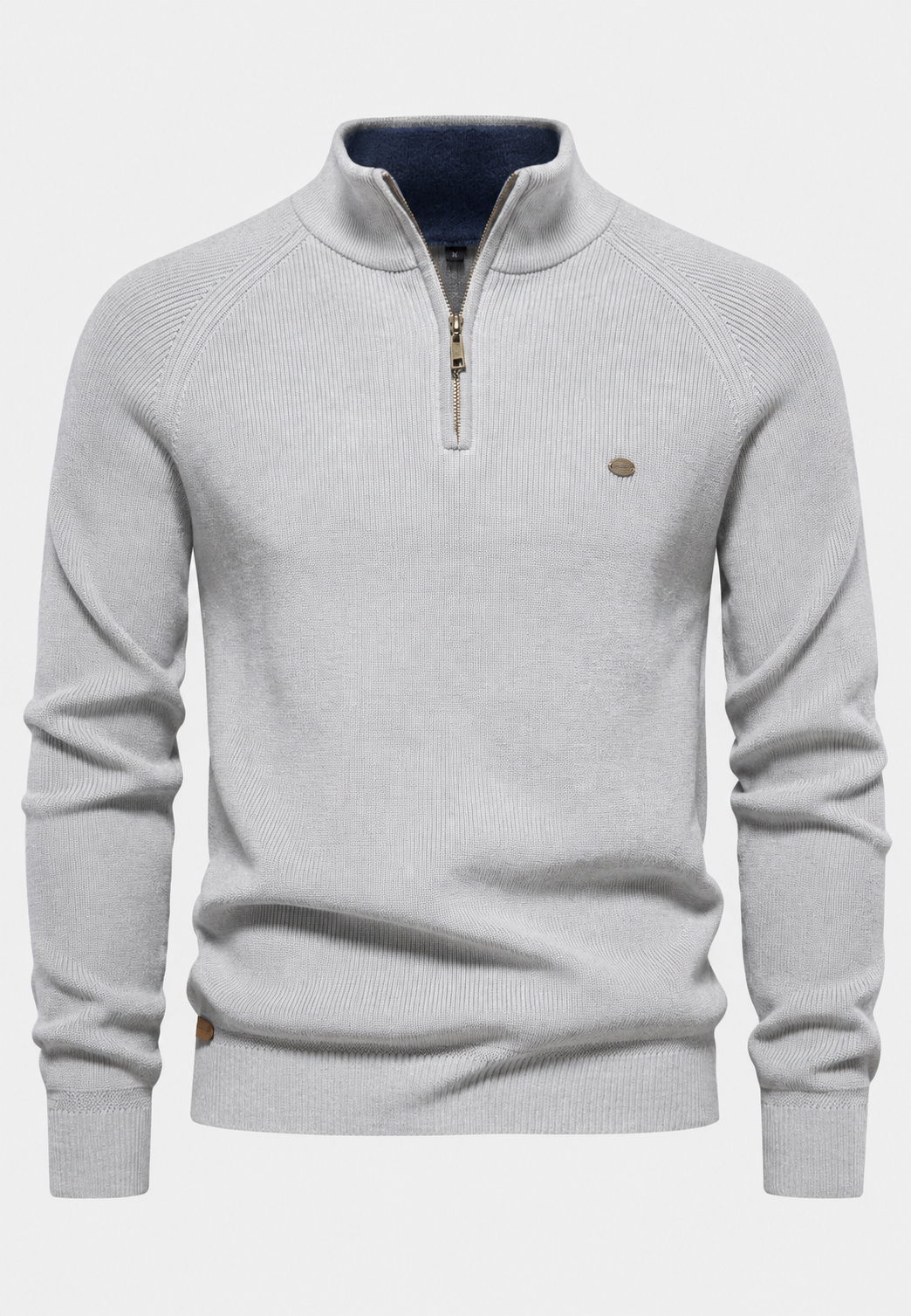Pull homme demi-zip col montant manches raglan maille - Aurel